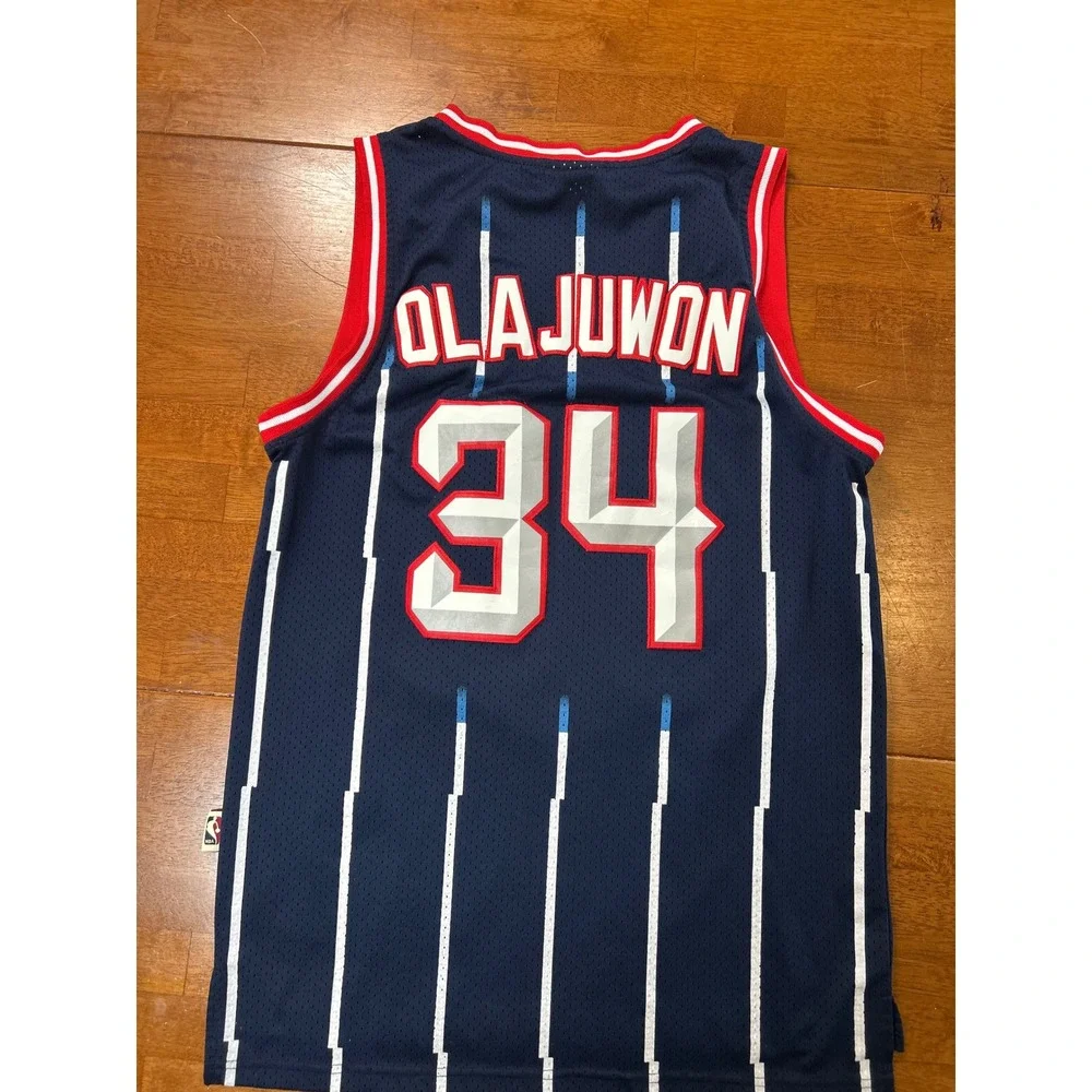 Adidas Houston Rockets Jersey Men Small Navy Hakeem Olajuwon 34 Hardwood Classic
